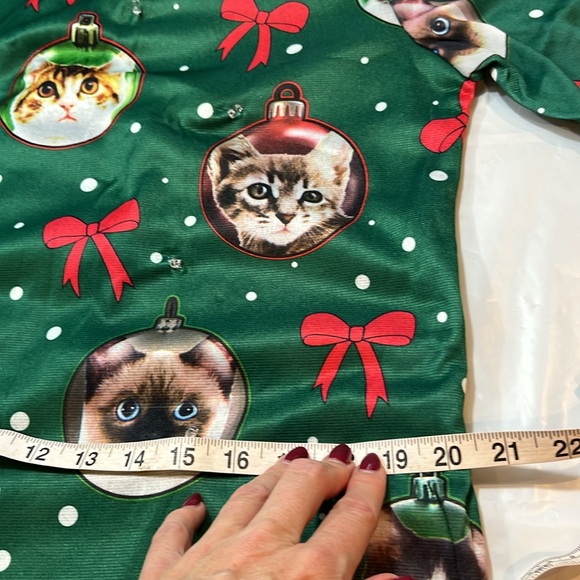 CAT Christmas full body suit Cheer FUNNY Light Up 1 Piece Sleep Suit mens NEW M - Picture 10 of 16